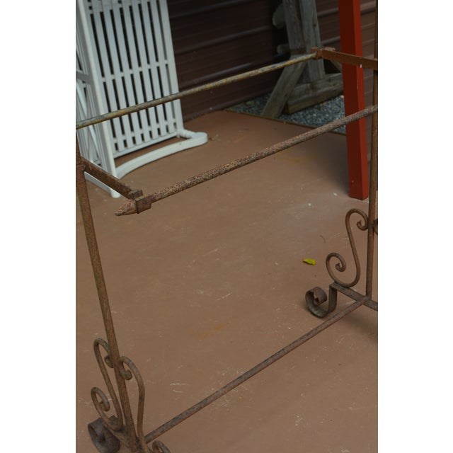 Vintage Cast Iron / Metal Primitive Rustic 3 Tier Graduated Drying / Quilt Rack Stand For Sale - Image 14 of 18