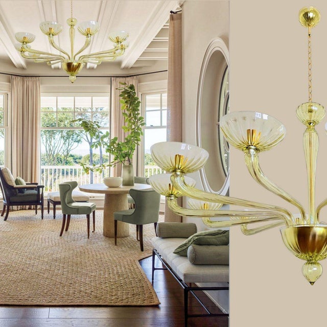 Very large Murano glass Mid-Century Modern chandelier, attributed to Venini, Italy 1980s. The hand blown Murano glass...