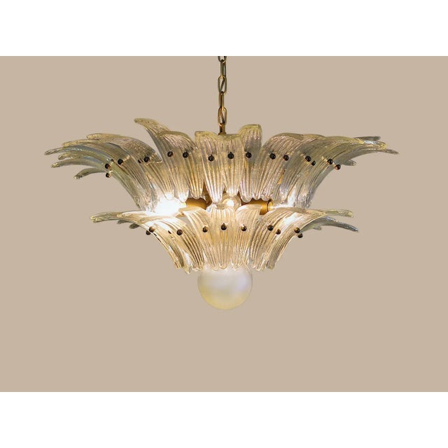 Mid-Century Modern Murano Glass Chandelier Palm Opal – Style 1970s/1980s For Sale - Image 3 of 5