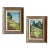 Late 20th Century Pair of Petite Framed Folk Art Landscape Deer Paintings For Sale