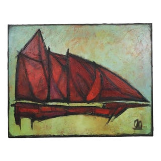 Abstract Boat, 1950s, Oil Painting on Canvas For Sale