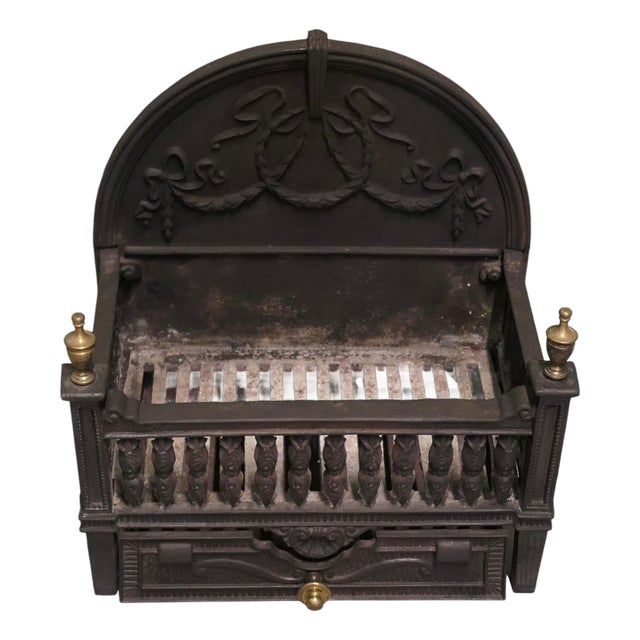 Classical Style Iron Fire Grate with Ashtray, 1950s For Sale