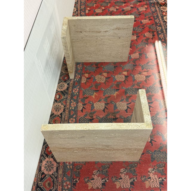Stone Post Modern Travertine Coffee Table For Sale - Image 7 of 11