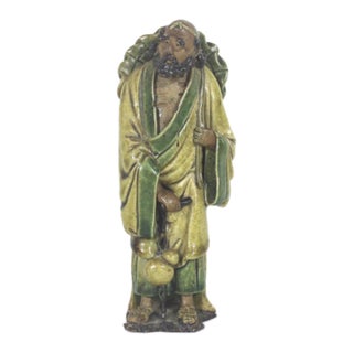 Antique Handmade Folk Art Chinese Clay Figurine Mudman for Miniature or Bonsai Display For Sale