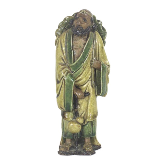 Antique Handmade Folk Art Chinese Clay Figurine Mudman for Miniature or Bonsai Display For Sale