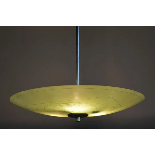 Mid-Century Modern Glass & Chrome Hanging Light, 1950s For Sale - Image 3 of 12