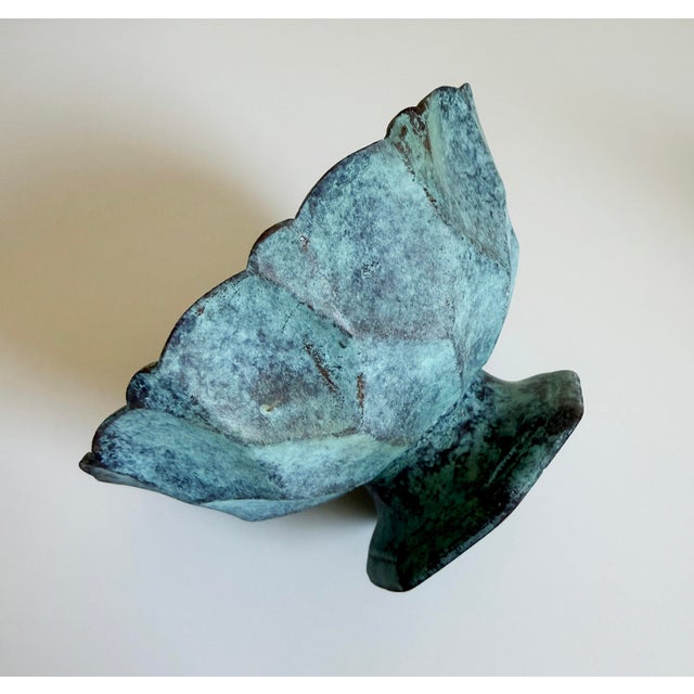 Metal Vintage Bronze Verdigris Footed Bowls - A Pair For Sale - Image 7 of 13