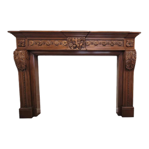 French Louis XVI Style Hand-Carved Limewood Fireplace Mantel