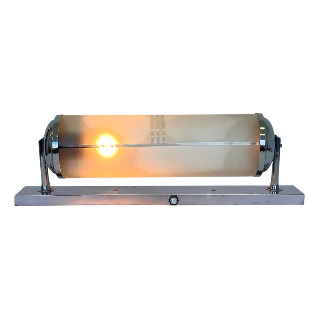 Bauhaus Chrome and Glass Flush Mount, Czechoslovakia, 1940s For Sale