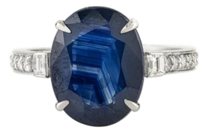Certified 5 Carat Natural Blue Sapphire Cocktail Ring With Diamonds in 18k Gold Size 7