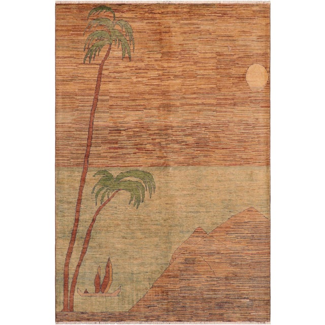 1980s 1980s Gabbeh Blue/Green Wool Rug - 6'1" X 8'10" For Sale - Image 10 of 10