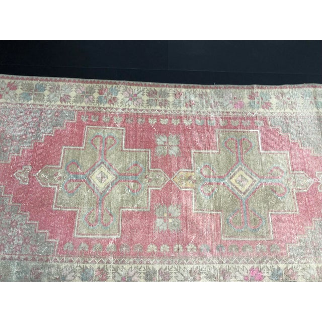 1960s Faded Turkish Oushak Rug-4'4'x8'10" For Sale - Image 9 of 11