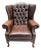 Brown Leather Wing Chair, 1980s For Sale