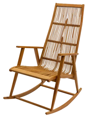 Wood and Rattan Rocking Chair from Deutsche Werkstätten Hellerau, 1960s