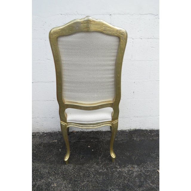 French Painted Carved High Back Desk Vanity Chair 3788 For Sale - Image 9 of 12