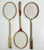 This is a fun vintage decor choice for a game room or cabana. These are a set of 3 of Mid-Century Badminton Rackets. The...