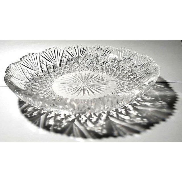 American Cut Crystal American Brilliant Sawtooth Fan & Diamond Glass Dishes - Lot of 4 For Sale - Image 3 of 5