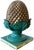 1960s 1960s Gold & Green Pinecone Finial Sculpture With Acanthus Leaf Motif and Square Plinth For Sale - Image 5 of 10