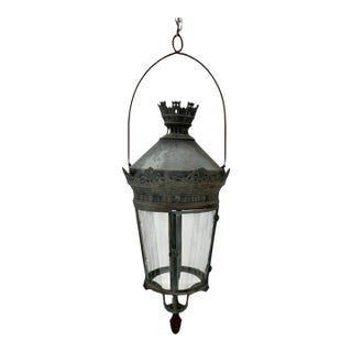 19th Century Italian Lantern With Castle Detail For Sale