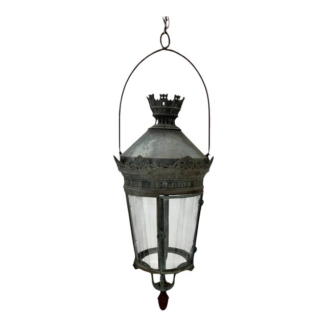 19th Century Italian Lantern With Castle Detail For Sale