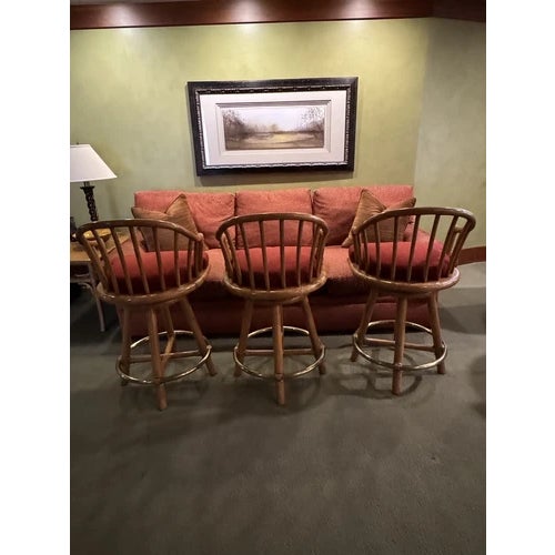 Burgundy 1960s Set of Three Vintage McGuire Upholstered Bar Stools For Sale - Image 8 of 11
