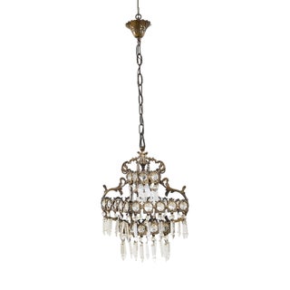 1930s Metal and Glass Chandelier For Sale