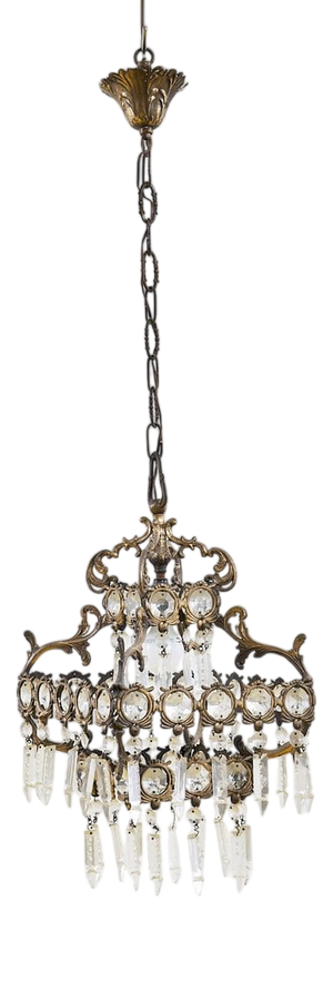1930s Metal and Glass Chandelier