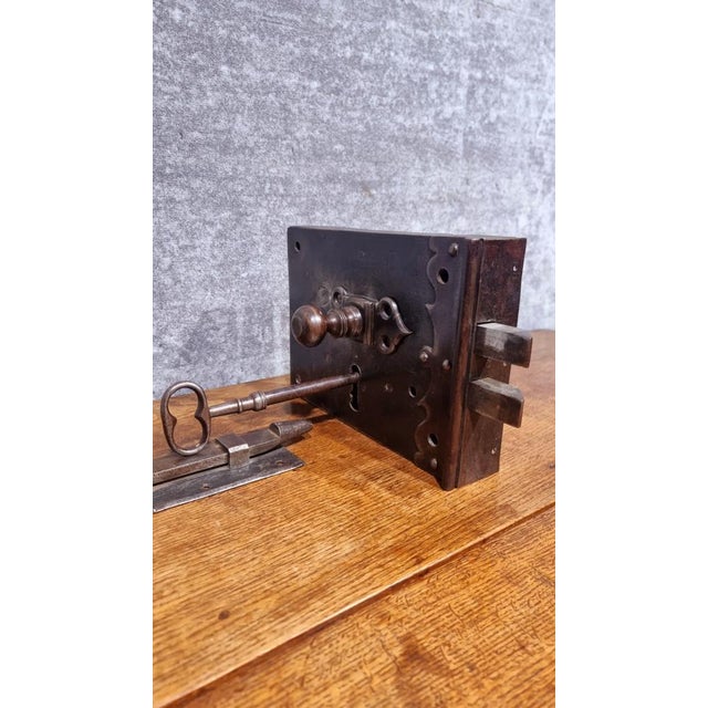 Large Dutch Historical Door Lock and Key, 1717, Set of 4 For Sale - Image 14 of 18