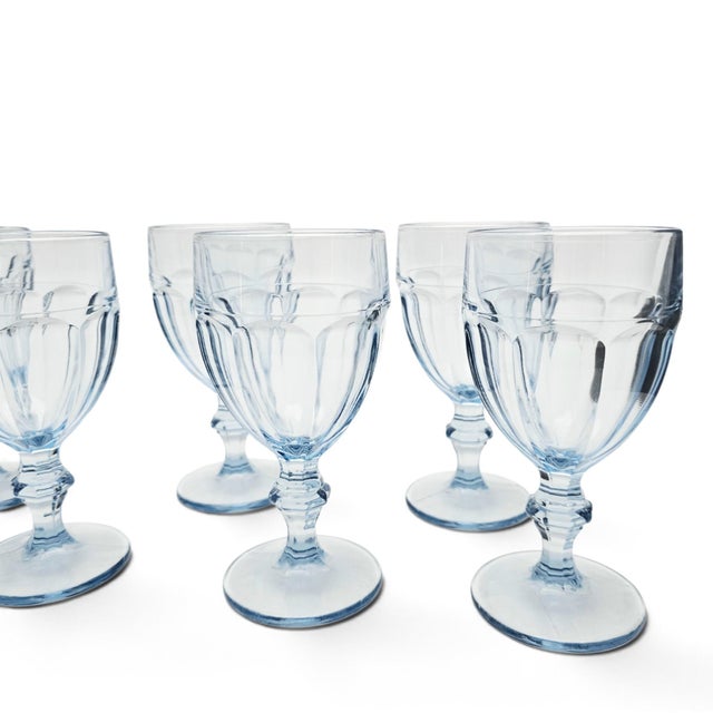 Mid 20th Century Libbey Gibraltar Misty Blue DuraTuff Goblets Set of 7 For Sale - Image 13 of 15