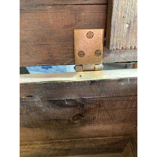 Antique Brass Clad Nautical Wood Box Sailing Ships For Sale - Image 9 of 12