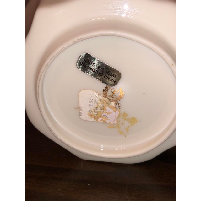 Vintage Lenox "Pagoda" Blue & Gold Porcelain Vases & Bowl - Set of 3 For Sale - Image 10 of 18