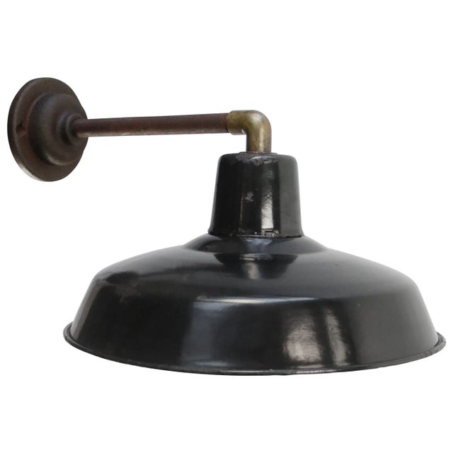 Industrial Vintage Industrial French Wall Light in Black Enamel and Cast Iron For Sale - Image 3 of 6