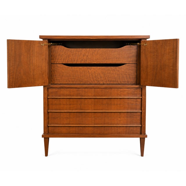 Mid 20th Century Rare Kent Vintage Coffey Mid Century Modern Walnut Lowboy & Tallboy Dresser Set, 2 Pieces For Sale - Image 5 of 6