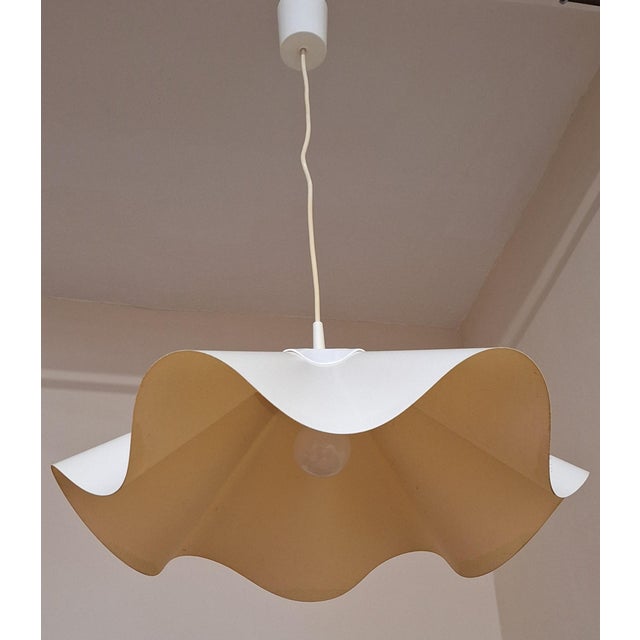 Vintage Tovaglia Tablecloth Lamp in White Vinyl with Plastic Mount, 1970s For Sale - Image 6 of 7
