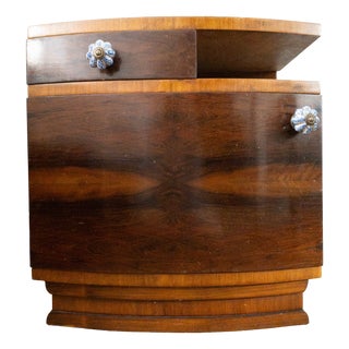 Art Deco Walnut Bedside Table, Poland, 1930s For Sale
