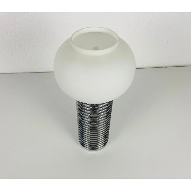 Chrome and Opal Glass Table Lamp, Italy, 1960s For Sale - Image 4 of 11