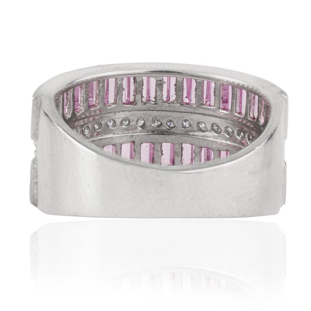 Metal Blush Horizon 3.16 Ct Pink Sapphire & Diamond Band Ring for Christmas Gift, Size 6.5 For Sale - Image 7 of 13