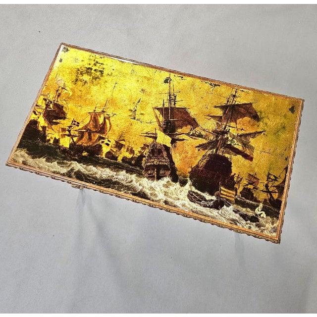 Neoclassical Painted Nesting Tables with Gold Leaf Tops, Set of 2 For Sale - Image 13 of 18