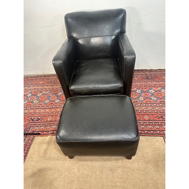 Transitional 1960s Bradington Young Armchair and Ottoman For Sale - Image 3 of 11