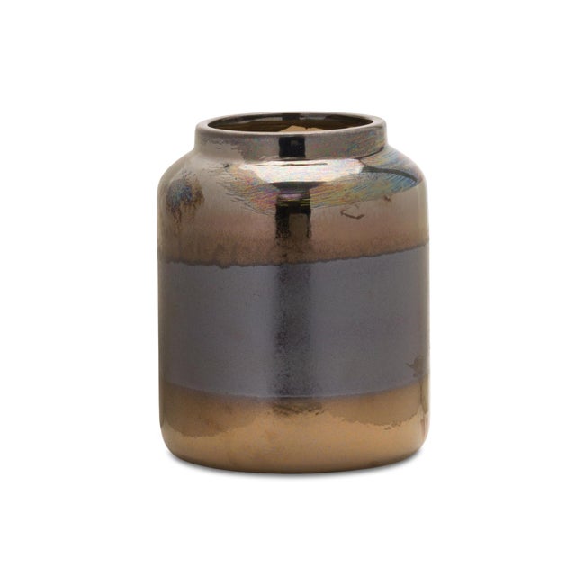 Add bold elegance to your space with this 7.5" Modern Two-Tone Vase. Crafted from durable terracotta clay, its sleek black...