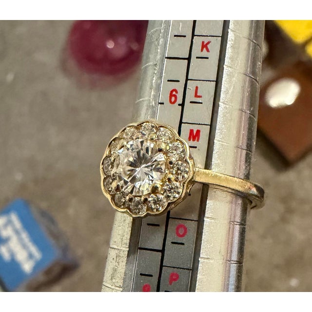 Gold 1950s 14k Yellow Gold Approx 1.25ctw Vs1 Vs2 Diamond Engagement Ring by Benati, Size 7 For Sale - Image 8 of 8