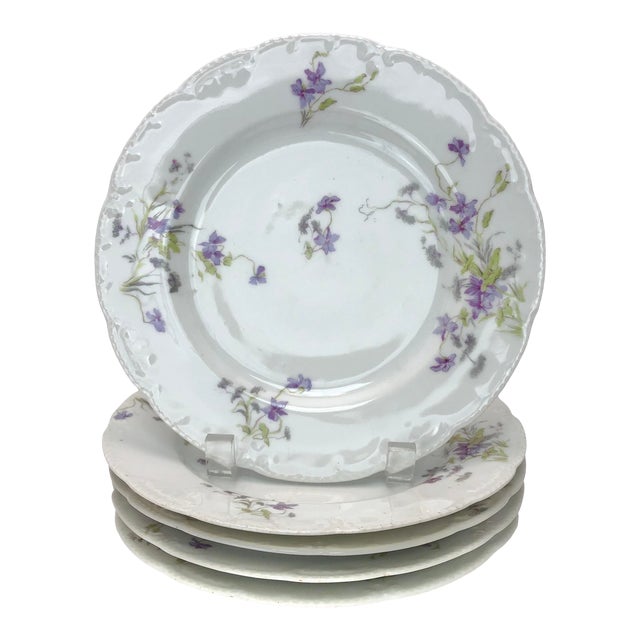 Limoges Violet Porcelain Salad Plates Set of 5 Chairish