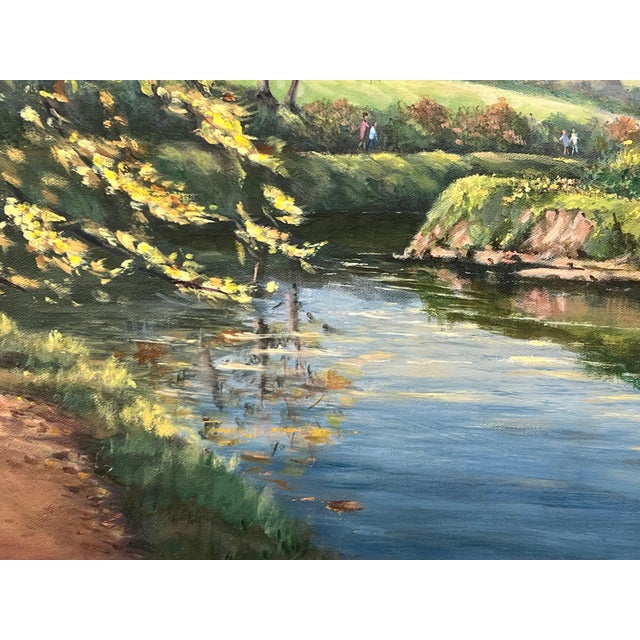 Lush Tree Lined Towpath on the River Lagan in Northern Ireland by Irish Artist 1986 For Sale - Image 9 of 18