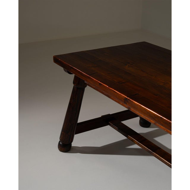 Brown French Dining Table by Georges Robert, 1950s For Sale - Image 8 of 12