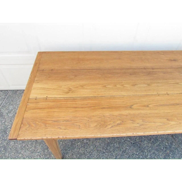 French Vintage French Light Oak Farm Table For Sale - Image 3 of 17