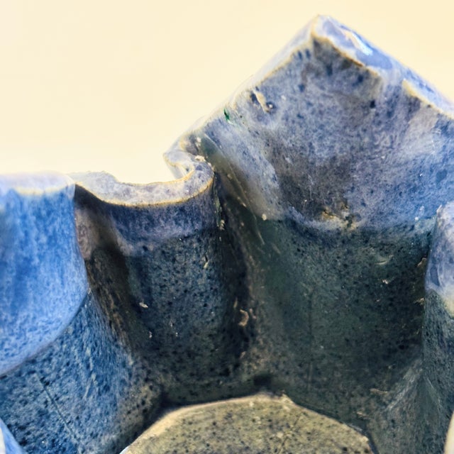 Blue Handkerchief Pottery Bowl For Sale - Image 8 of 11