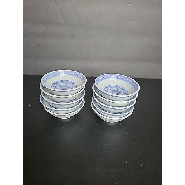 Late 19th Century Tienshan Rice Grain Pattern Sauce Dipping Bowls For Sale - Image 4 of 8