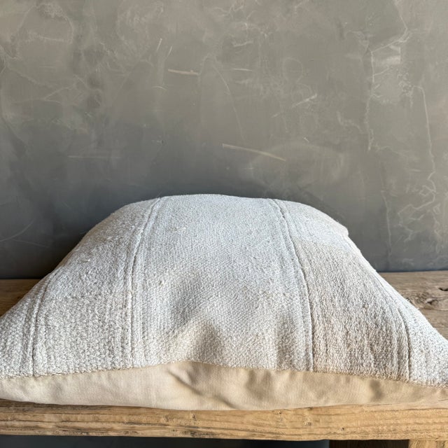 Textile Vintage Turkish Hemp Rug Pillow 23" X 23" With Down Insert For Sale - Image 7 of 8