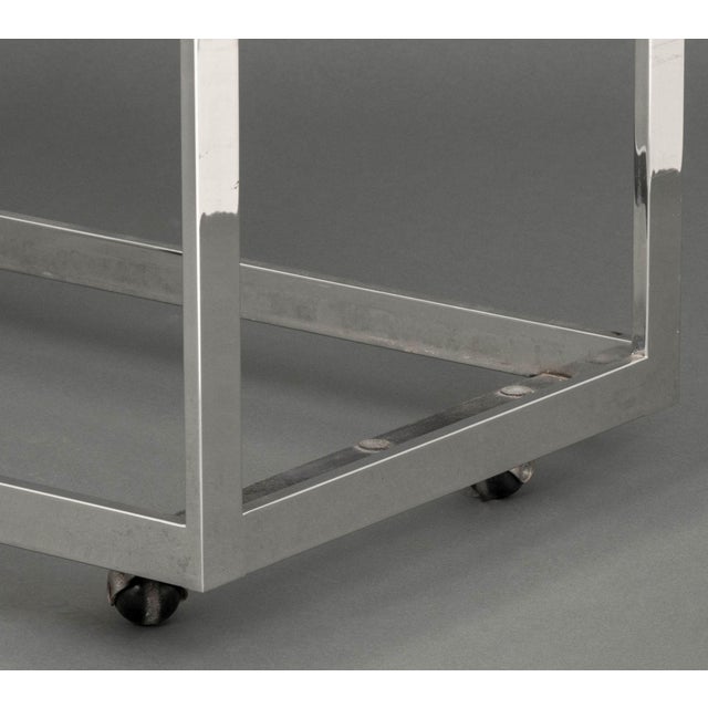 Modern Vintage Carrara Marble Top Chrome Side Table For Sale - Image 9 of 11