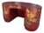 Mid Century Red & Gold Chinoiserie Kidney Shaped Vanity or Desk For Sale